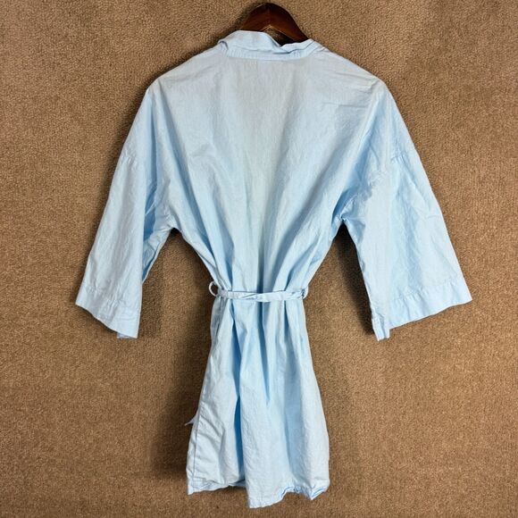 Victoria's Secret Kimono Robe Womens Medium Light Blue Belted Lightweight Cotton - Picture 10 of 11